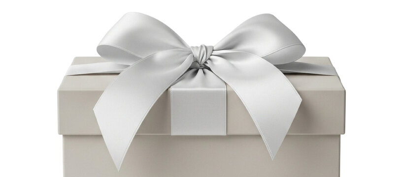 Elegant gift box with white ribbon bow for birthday christmas valentine's day and special occasions present on transparent background