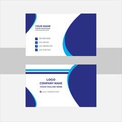 Double-sided creative business card template. Portrait and landscape orientation. Blue , Sky and white corporate business card design.