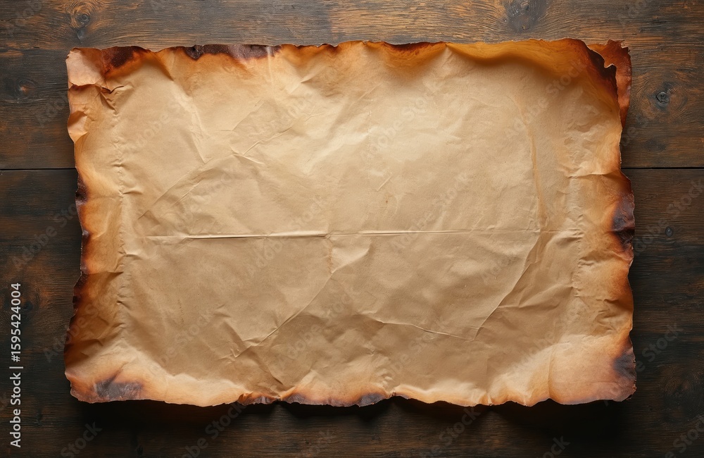 Poster grunge texture background featuring distressed brown butcher paper with burned edges. top view shows