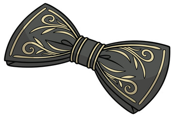  black elegant bowtie, stylish fashion accessory, luxury leather texture, golden embellishments, sophisticated design, formal wear, high quality render, photorealistic, 8k, detailed