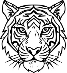 Obraz premium Vector animal tattoo design featuring a wild tiger head with tribal art
