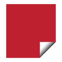 A vibrant red square paper with a curled corner isolated on transparent background, ideal for making a bold statement in your designs