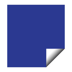 A vibrant blue square paper with a curled corner isolated on transparent background, perfect for adding a touch of color to your designs