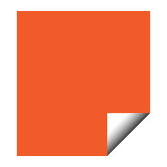 An orange square paper with a curled corner is isolated on transparent background, providing a vibrant and simple design element