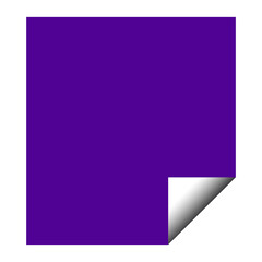 A rich purple square paper with a curled corner isolated on transparent background, ideal for adding a pop of color to your creative projects