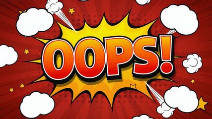 Red And Yellow Comic Book Oops Speech Bubble Graphic - Powered by Adobe