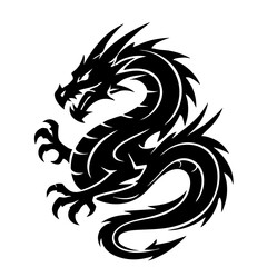 black and white dragon vector