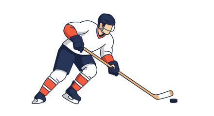 Fototapeta premium Dynamic Illustration of Ice Hockey Player in Action with Stick and Puck