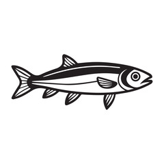 Fototapeta premium Herring fish silhouette vector sticker illustration logo design 