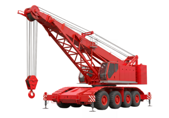 A red crane with a black background
