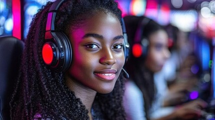 Focused Gamer Girl: Esports Competition