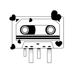 Abstract Hand Drawn Classic Tape Old Cassette Doodle Concept Vector Design Outline Style On White Background Isolated Outline Music, Sound, Audio, Relax