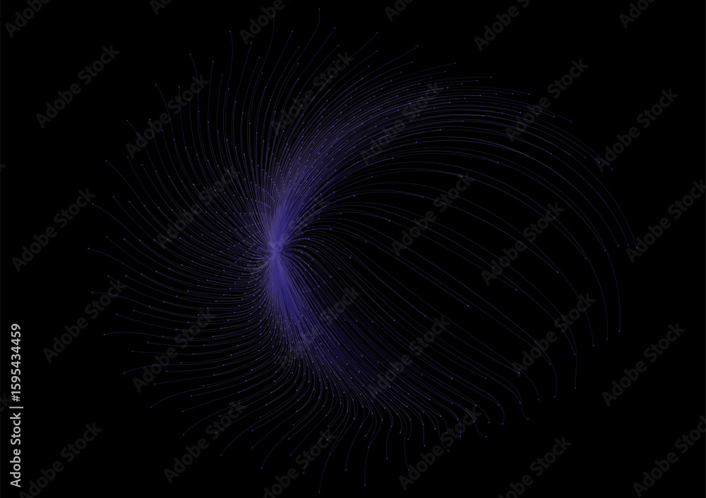 Poster futuristic circular dots floating on black background, futuristic circular dots background