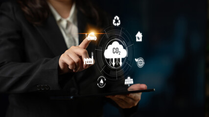 Net zero and CO2 reduction strategies promote sustainability, renewable energy, and...