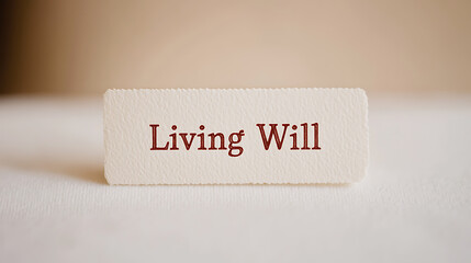 Living Will document on textured white paper, symbolizing healthcare decisions and estate planning for end-of-life care and personal autonomy.