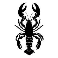 Detailed Lobster Seafood Marine Animal Silhouette Vector
