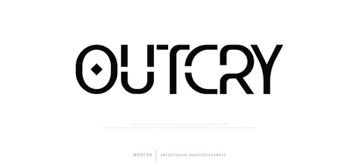 Outcry Minimal luxury font logo alphabet. Typography beauty fashion elegant fonts for logo, brand etc. Typography typeface uppercase lowercase and number.