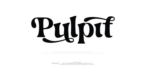 Pulpit typography beauty fashion elegant minimalist serif italic fonts decorative wedding vintage retro logos. Minimal luxury font alphabet logo. Vector illustration