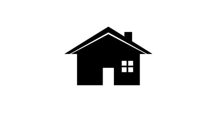 Fototapeta premium Elegant black icon of a house with minimalist architectural detail 