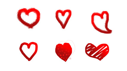 Six Unique Red Heart Designs, Perfect for Valentines Day, Love, and Romance Projects