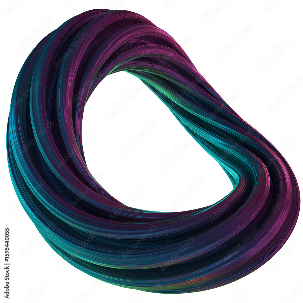 Fototapete twisted - abstract 3d rendering of twisted shapes with vibrant turquoise, magenta, and purple colors