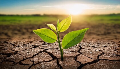 plant growth in cracked earth