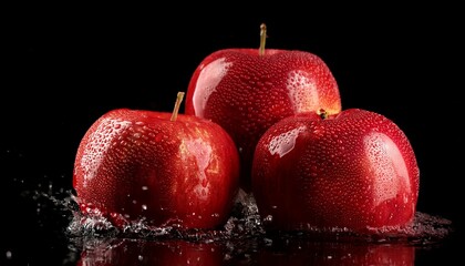 red apple pops on black background