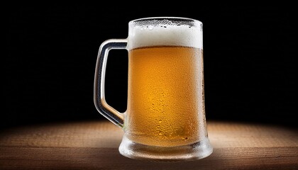 refreshing cold beer in a frosted mug with transparent background