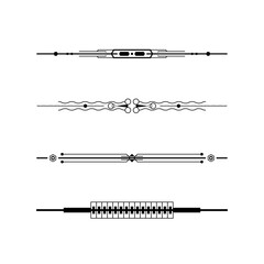 Set Black Simple Line Collection Doodle Border Elements Vector Design Style Sketch Isolated Illustration For Banner