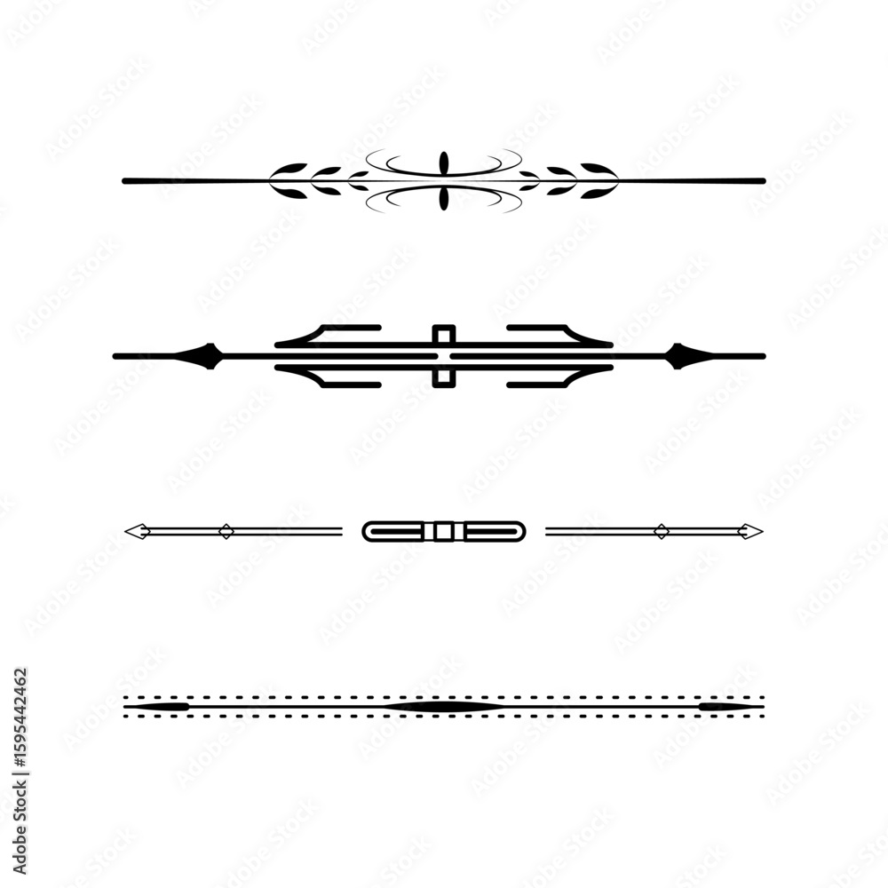 Poster set black simple line collection doodle border elements vector design style sketch isolated illustra