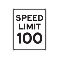 speed limit 100 sign isolated on white background, official regulatory road signage for traffic authority