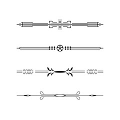 Set Black Simple Line Collection Doodle Border Elements Vector Design Style Sketch Isolated Illustration For Banner