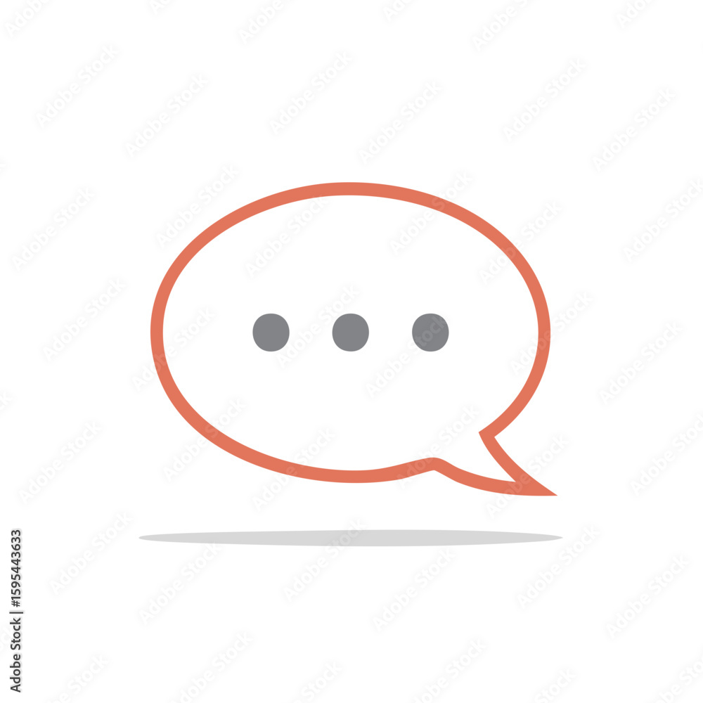 Poster simple speech bubble with ellipsis indicating waiting or thinking in orange, isolated