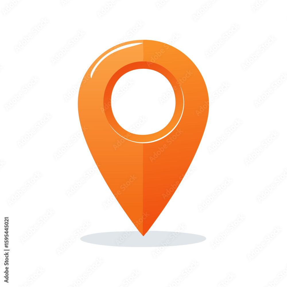 Poster orange location pointer vector icon for mapping and navigation concept