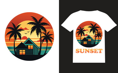 Print Miami Beach Summer Tshirt Design , illustration summer t-shirt design