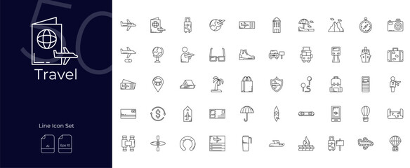 Travel Line Editable Icons set. Vector illustration in modern thin line style of Travel icons: vacation, holiday, journey, etc