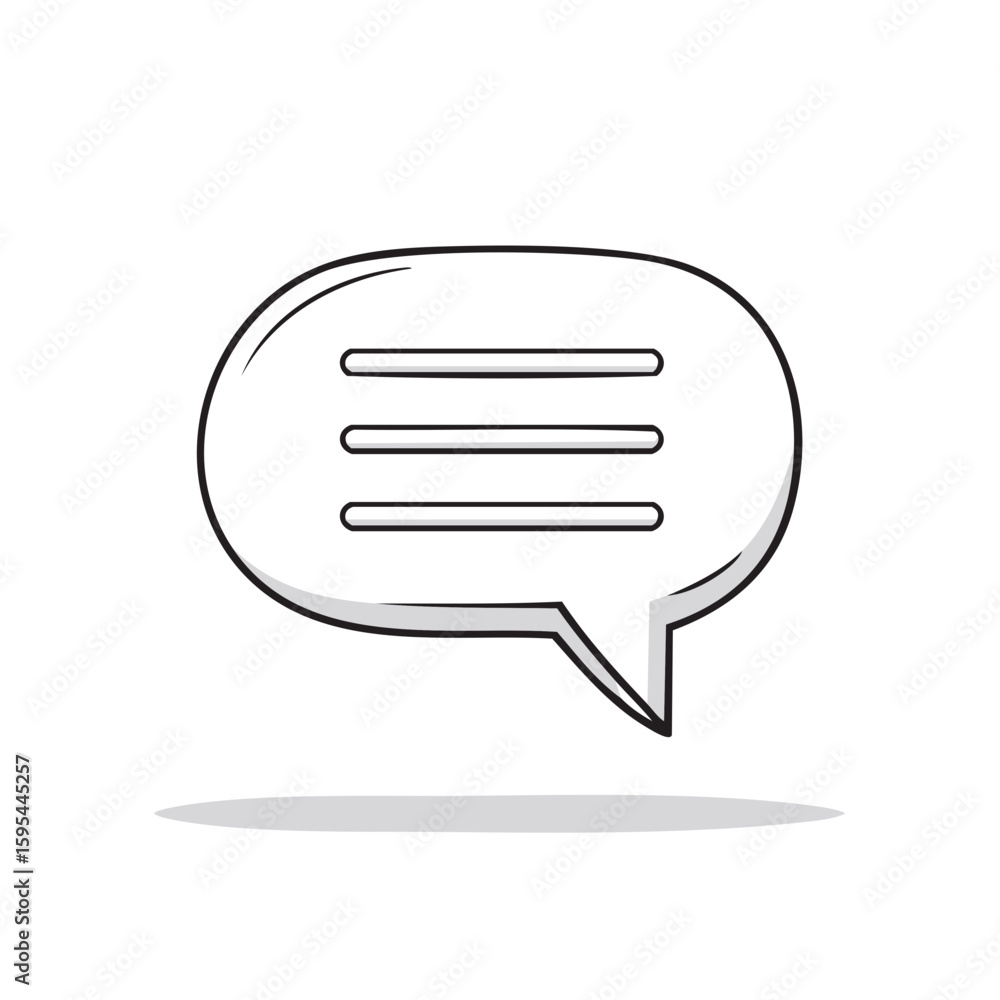 Poster communication bubble graphic symbol with horizontal lines and outline shadow