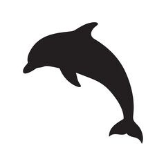 Fototapeta premium Leaping Dolphin Silhouette Ocean Wildlife Vector Illustration