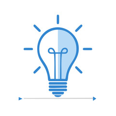 Illuminating idea concept in blue a shining light bulb with visible filament radiates brilliance