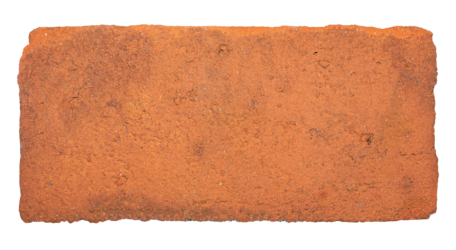 Realistic Red Clay Brick with Rough Surface on Transparent Background. Ideal for for Creative Project.
