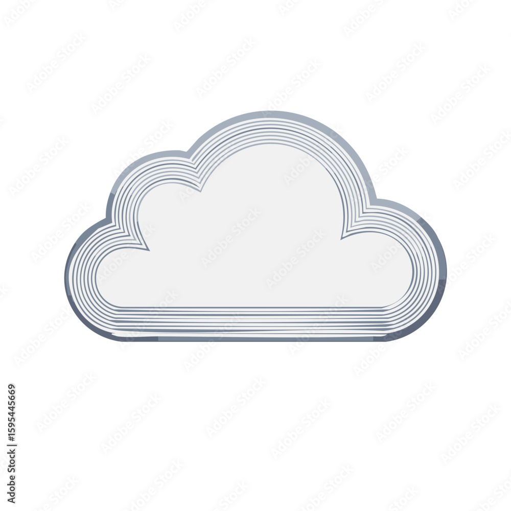 Poster stylized cloud icon with linear detailing for weather forecasts and data storage design