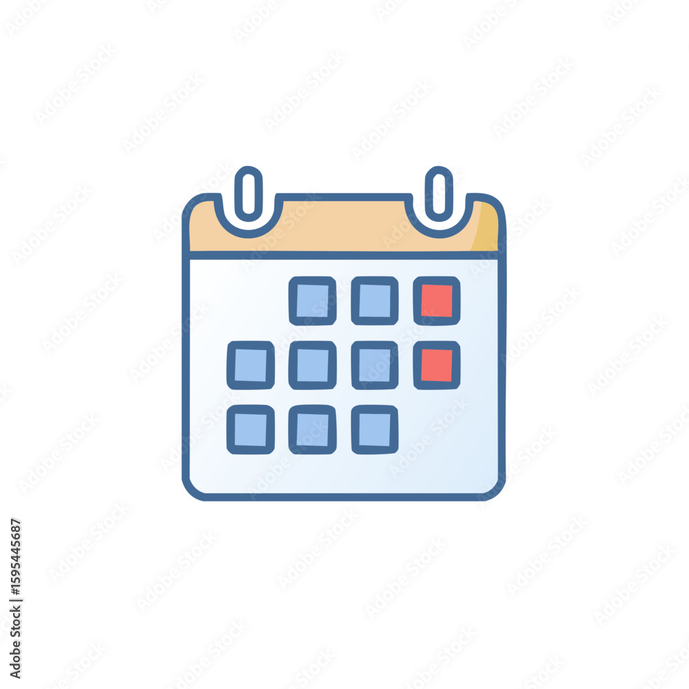 Poster calendar app icon with highlighted dates reminder and planning schedule