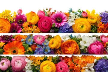 Vibrant flower arrangement floral studio photography indoor close-up. Isolated on transparent background, png.