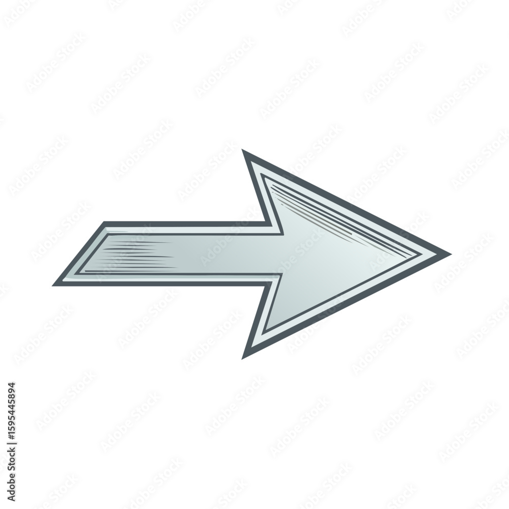 Poster sharp single arrow vector graphic indicating direction forward or next step