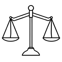 Simple line art of judge s scales of justice with base isolated on white background