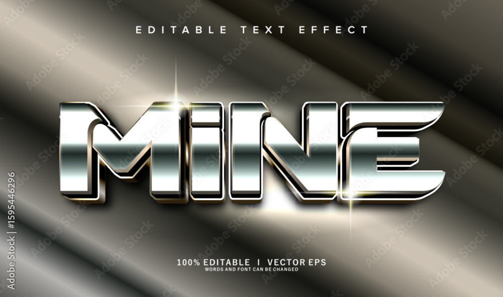 Poster mine 3d vector text effect with modern style design