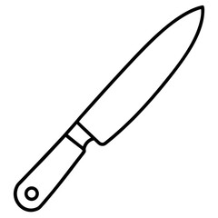 Obraz premium Clean line art illustration of a chef s knife with blade and handle isolated on white background