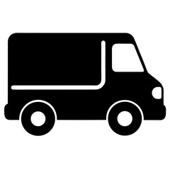 Classic silhouette of a mail delivery truck isolated on white background