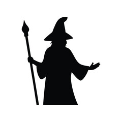 Silhouette of a Wizard with Staff Magical Fantasy Illustration