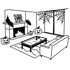 modern living space with autumn and halloween feel.eps